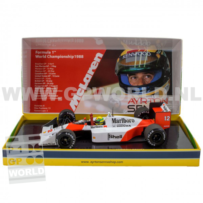 Figurine Ayrton Senna F1 McLaren 1988 - 1/18 - Résine Brute - GP Replicas / Minichamps